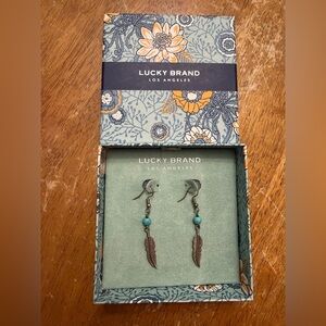 Lucky Brand Silver and Turquoise Feather Earrings
